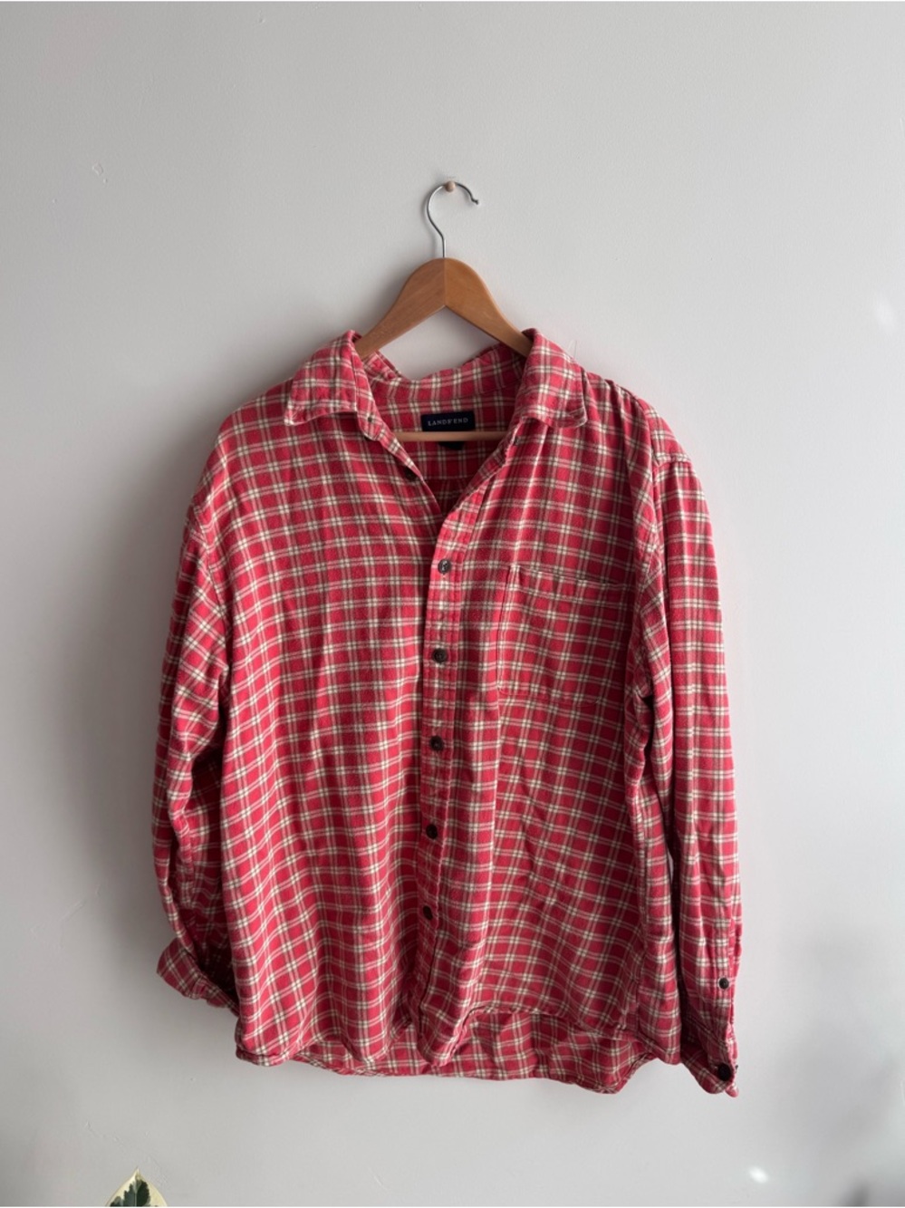Red Checked Land’s End Button-Down